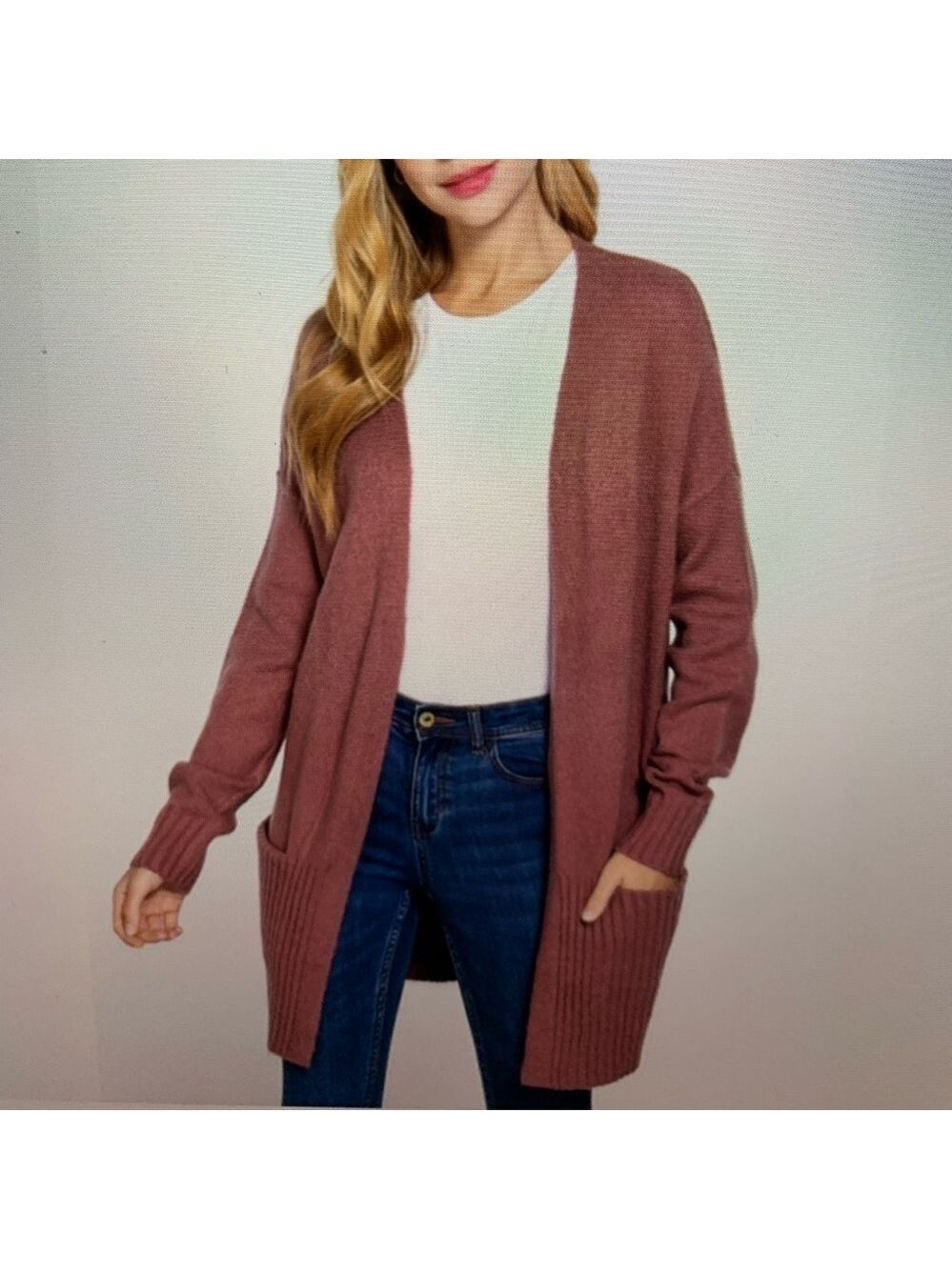 Active USA Classic Coastal Minimalist Neutral Sweater Cardigan Small